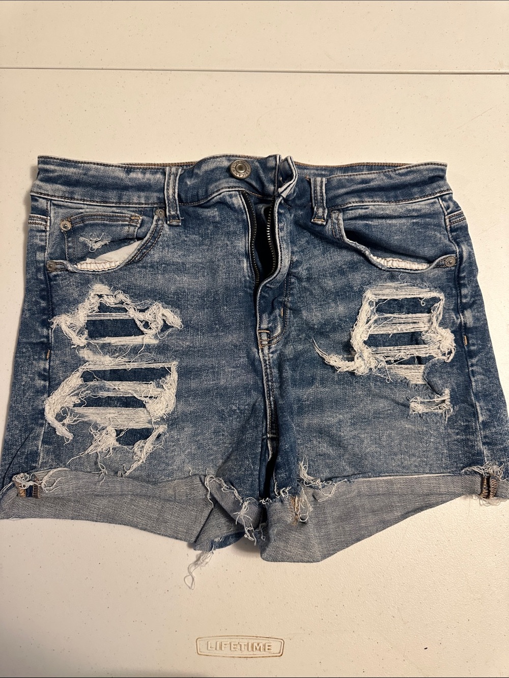 American Eagle Outfitters Ripped Blue Denim Shorts